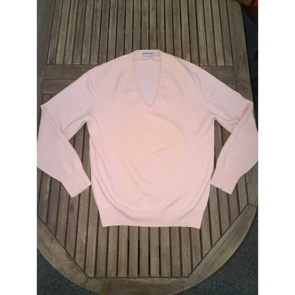 Burberry Sweaters - Vintage Burberrys of London Pink V-Neck Sweater Lambswool Angora Spain Size 7